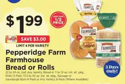 ShopRite Pepperidge Farm Farmhouse Bread or Rolls offer