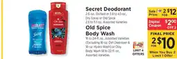 ShopRite Secret Deodorant & Old Spice Body Wash offer