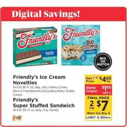 ShopRite Friendly's Ice Cream Novelties offer