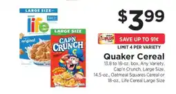 ShopRite Quaker Cereal offer