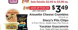 ShopRite Alouette Cheese Crumbles, Stacy’s Pita Chips, Yucatan Guacamole offer