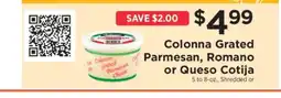 ShopRite Colonna Grated Parmesan, Romano or Queso Cotija offer