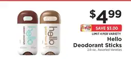 ShopRite Hello Deodorant Sticks offer