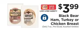 ShopRite Black Bear Ham, Turkey or Chicken Breast offer