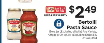 ShopRite Bertolli Pasta Sauce offer