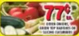 Miners County Market Green Onion, Green Top Radishes Or Slicing Cucumbers offer