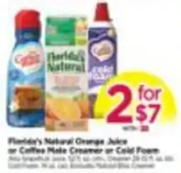 Tops Florida's Natural Orange Juice or Coffee Mate Creamer or Cold Foam offer