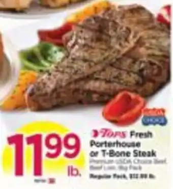 Tops Tops Fresh Porterhouse or T-Bone Steak offer