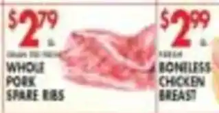 Pioneer Supermarkets Whole Pork Spare Ribs offer