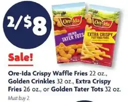Family Dollar Ore-Ida Crispy Waffle Fries, Golden Crinkles, Extra Crispy Fries, or Golden Tater Tots offer