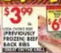 Pioneer Supermarkets previously freezing beef back ribs offer