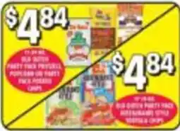 Miners County Market Big Dutchman party pack popcorn or party pack tortilla chips offer