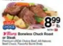 Tops 3 for 3 Boneless Chuck Roast or Steak offer
