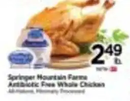 Tops Springer Mountain Farms Antibiotic Free Whole Chicken offer