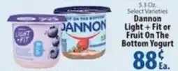 Caledonia Marketplace Dannon Light + Fit or Fruit On The Bottom Yogurt offer