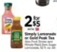 Tops Simply Lemonade or Gold Peak Tea offer