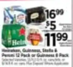 Tops Heineken, Guinness, Stella & Pencil 12 Pack or Guinness 6 Pack offer