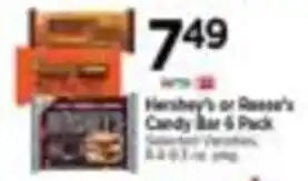 Tops Hershey's or Reese's Candy Bar 6 Pack offer