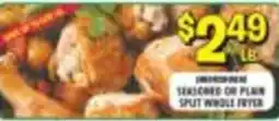 Miners County Market Imperial seasoned or plain split whole fryer offer