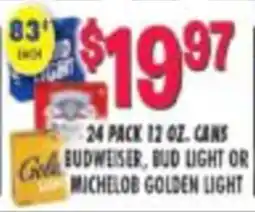 Miners County Market Budweiser, Bud Light or Michelob Golden Light offer