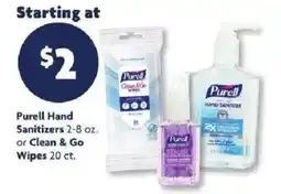 Family Dollar Purell hand sanitizers or clean & go wipes offer