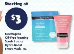 Family Dollar Neutrogena Oil-Free Foaming Scrub or Hydro Boost Sheet Mask offer
