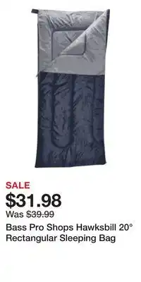 Cabela's Bass Pro Shops Hawksbill 20° Rectangular Sleeping Bag offer