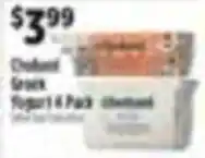 Pioneer Supermarkets Chobani Greek Yogurt 4 Pack offer