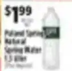 Pioneer Supermarkets Poland Spring natural spring water offer