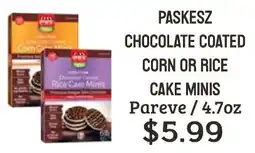 Seven Mile Market Paskesz chocolate coated corn or rice cake minis offer