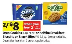 Meijer Oreo Cookies or belVita Breakfast Biscuits or Snack Bites offer