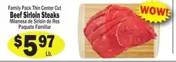 Sellers Bros Family Pack Thin Center Cut Beef Sirloin Steaks offer