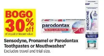 Meijer Sensodyne, Pronamel or Parodontax Toothpastes or Mouthwashes offer