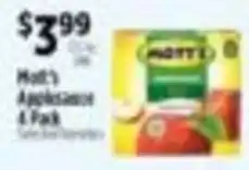 Pioneer Supermarkets Mott's Applesauce 4 Pack offer