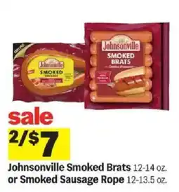 Meijer Johnsonville Smoked Brats or Smoked Sausage Rope offer