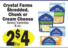 Sellers Bros Crystal Farms shredded, chunk or cream cheese offer