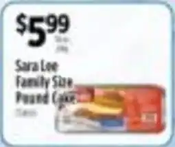 Pioneer Supermarkets Sara Lee family size pound cake offer