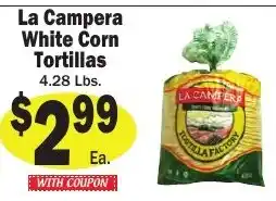 Sellers Bros La Campera white corn tortillas offer