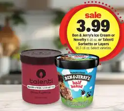 Meijer Ben & Jerry's Ice Cream or Novelty or Talenti Sorbetto or Layers offer