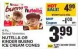 Food Lion Nutella or kinder bueno ice cream cones offer