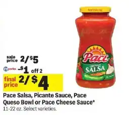 Meijer Pace Salsa, Picante Sauce, Pace Queso Bowl or Pace Cheese Sauce offer