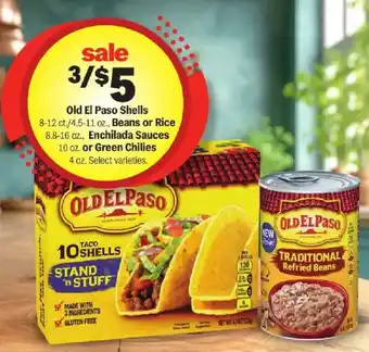 Meijer Old El Paso Shells, Beans or Rice, Enchilada Sauces or Green Chilies offer