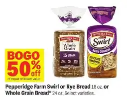 Meijer Pepperidge Farm Swirl or Rye Bread or Whole Grain Bread offer