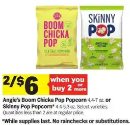 Meijer Angie's Boom Chicka Pop Popcorn or Skinny Pop Popcorn offer