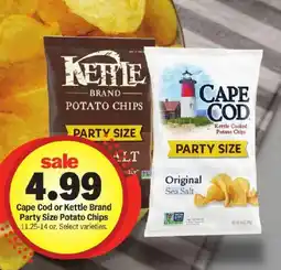 Meijer Cape Cod or Kettle Brand Party Size Potato Chips offer