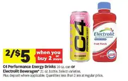 Meijer C4 Performance Energy Drinks or Electrolit Beverages offer