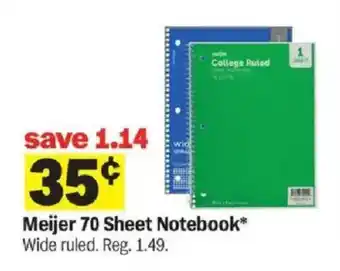 Meijer Meijer 70 Sheet Notebook offer