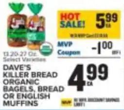 Food Lion Dave's killer bread organic bagels, bread or english muffins offer