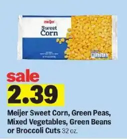 Meijer Meijer Sweet Corn, Green Peas, Mixed Vegetables, Green Beans or Broccoli Cuts offer