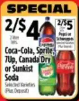 Pioneer Supermarkets Coca-Cola, Sprite, 7Up, Canada Dry or Sunkist Soda offer